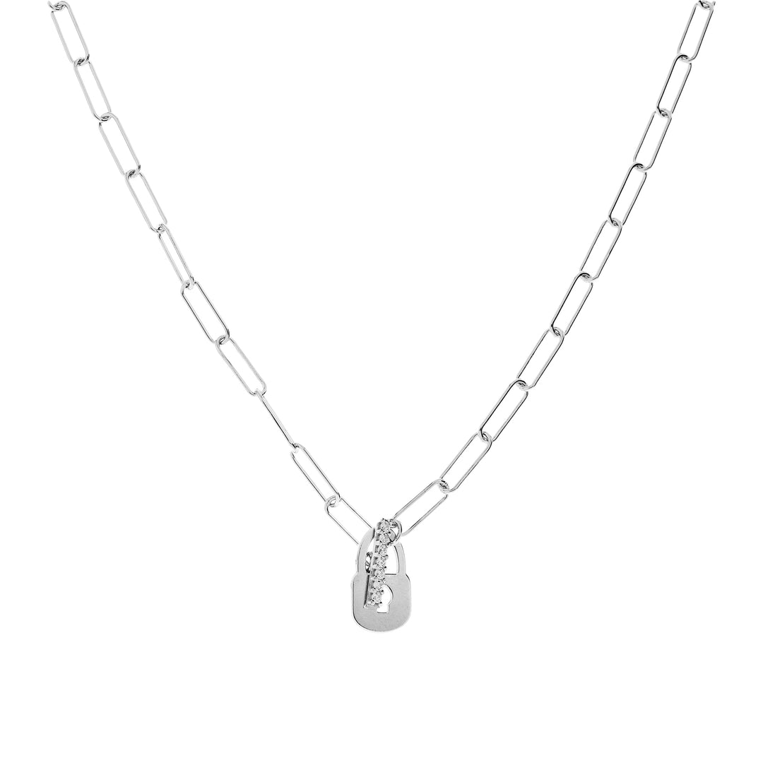 COLLANA CATENA PAPER CLIP E LUCCHETTO