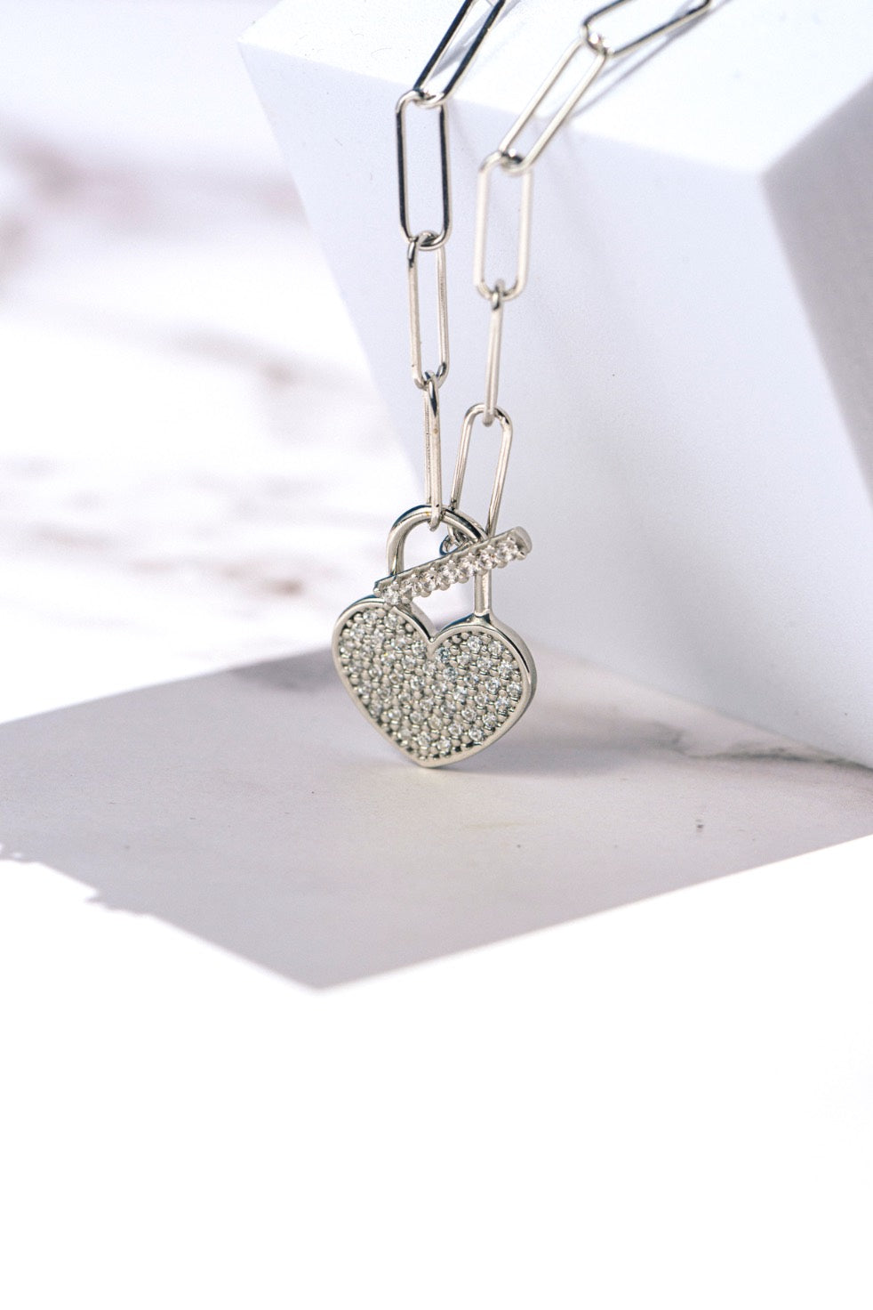 COLLANA CATENA PAPER CLIP E CUORE